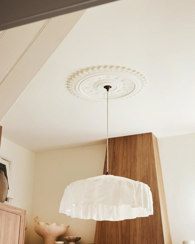 Vaucluse ruffle linen pendant light shade ivory 50CM - 1M DIA - Ramble Interiors