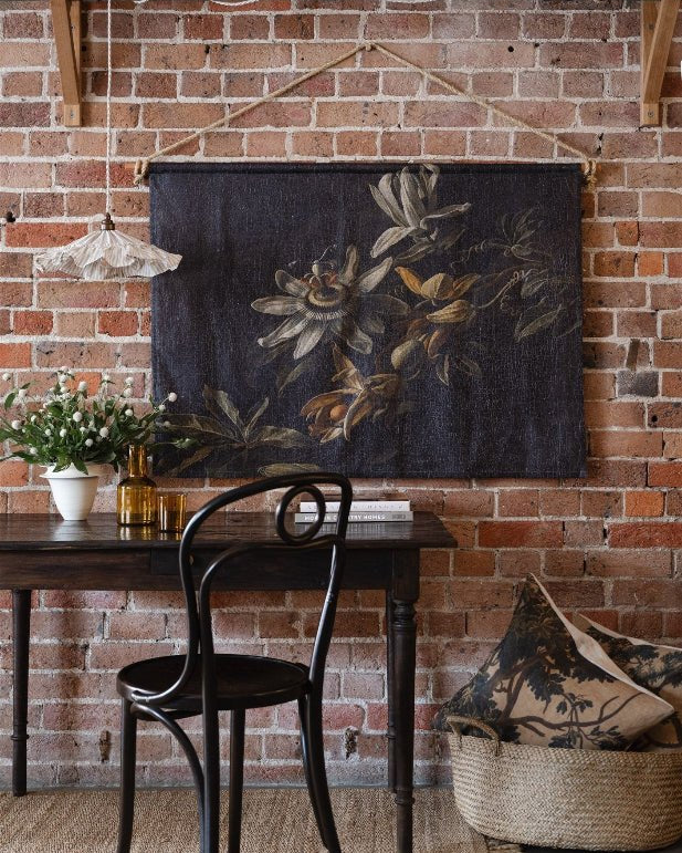 Passion Flowers linen wall hanging - Ramble Interiors