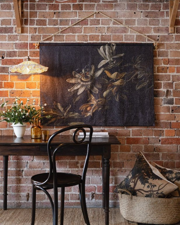 Passion Flowers linen wall hanging - Ramble Interiors