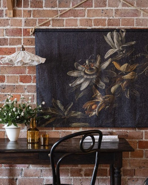 Passion Flowers linen wall hanging - Ramble Interiors