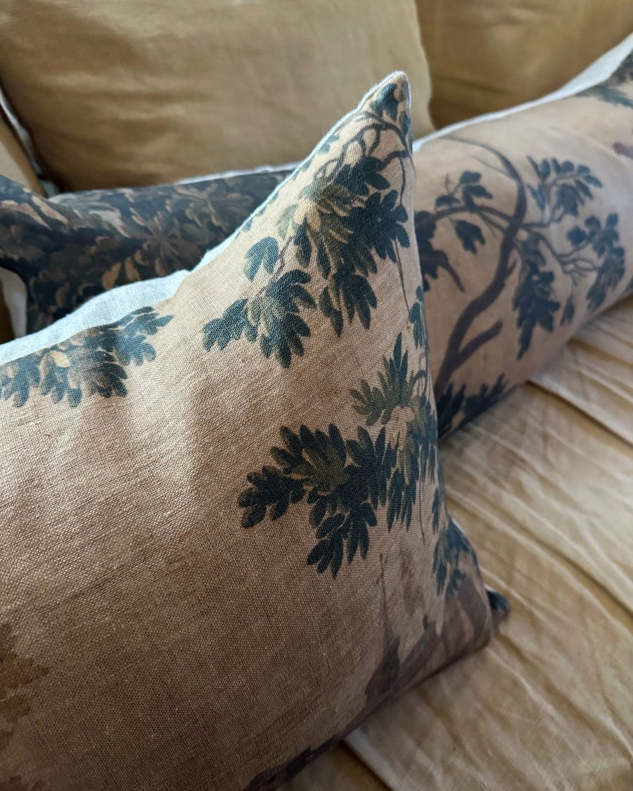 Golden tapestry lumbar cushion - Ramble Interiors