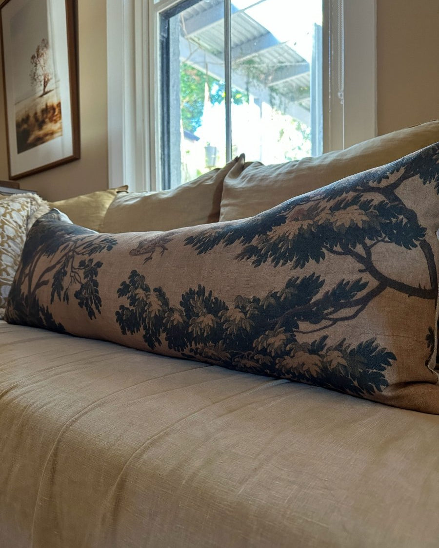 Golden tapestry lumbar cushion - Ramble Interiors