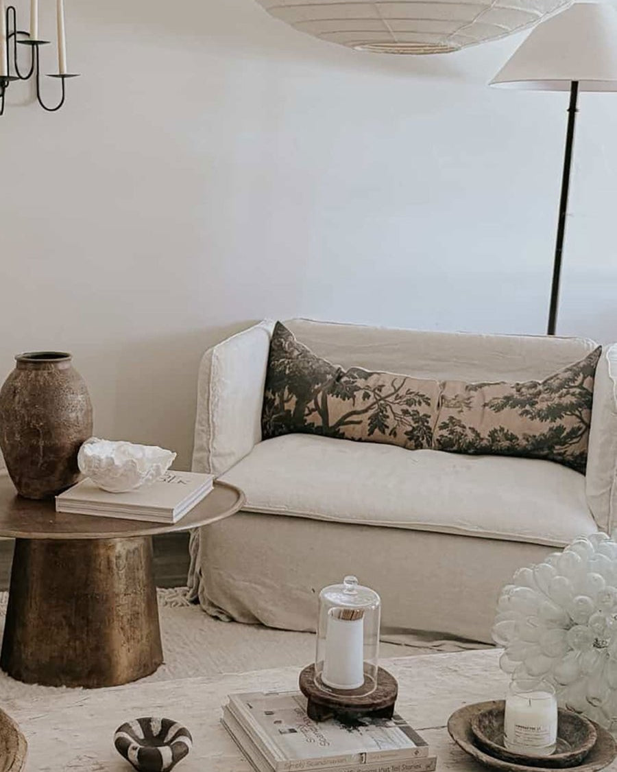 Golden tapestry lumbar cushion - Ramble Interiors