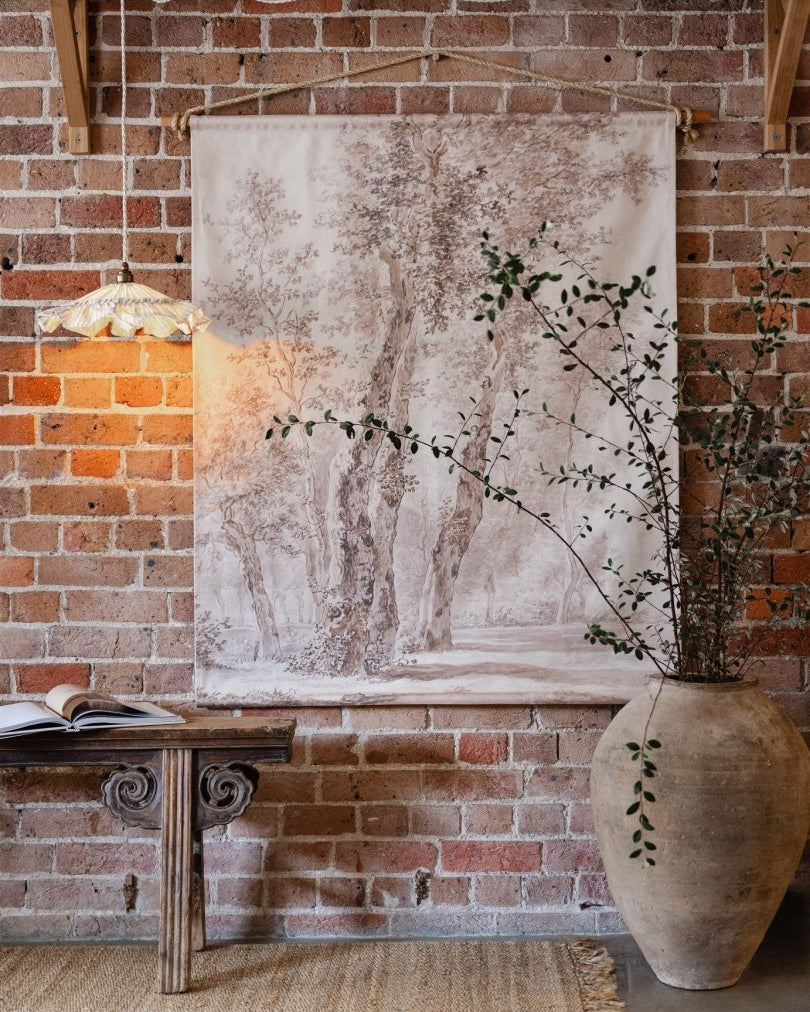 Emmy petite natural stripe pendant light shade - Ramble Interiors