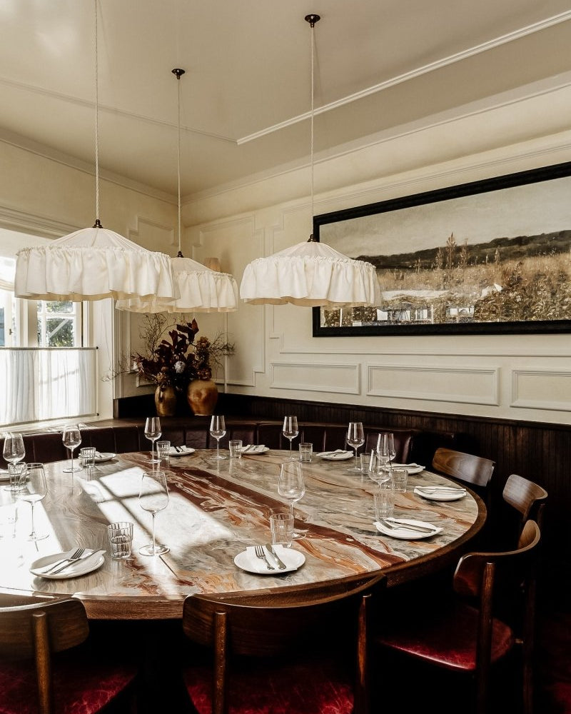 Provence ruffle linen pendant light shade - Ramble Interiors