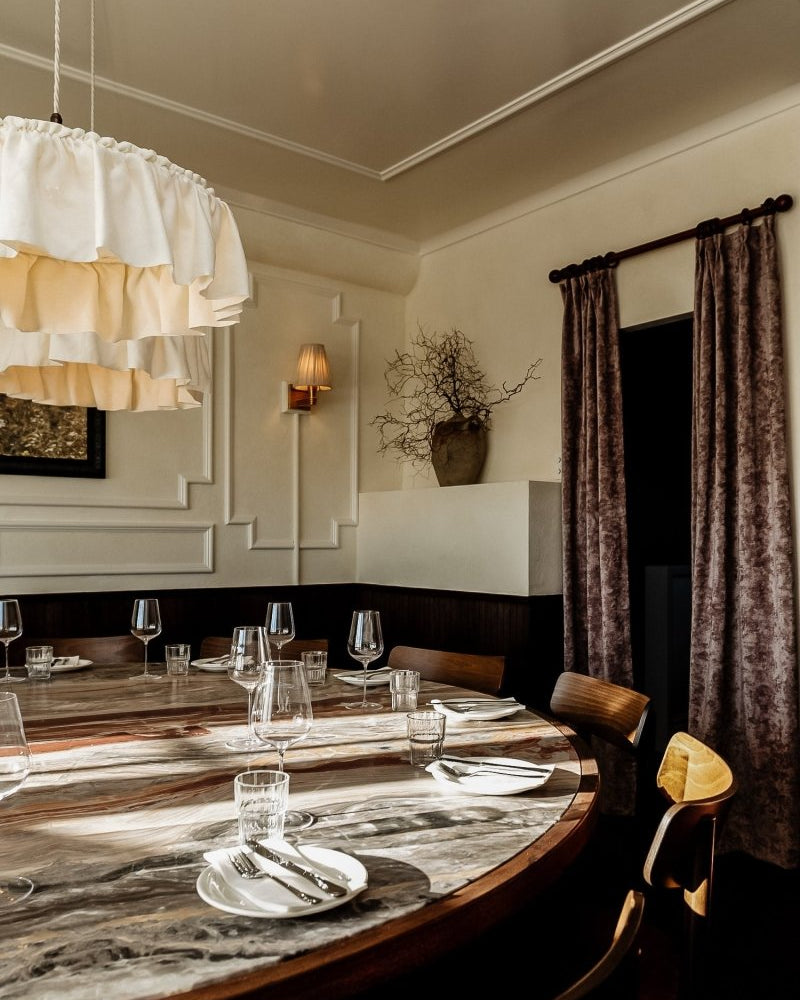 Provence ruffle linen pendant light shade - Ramble Interiors