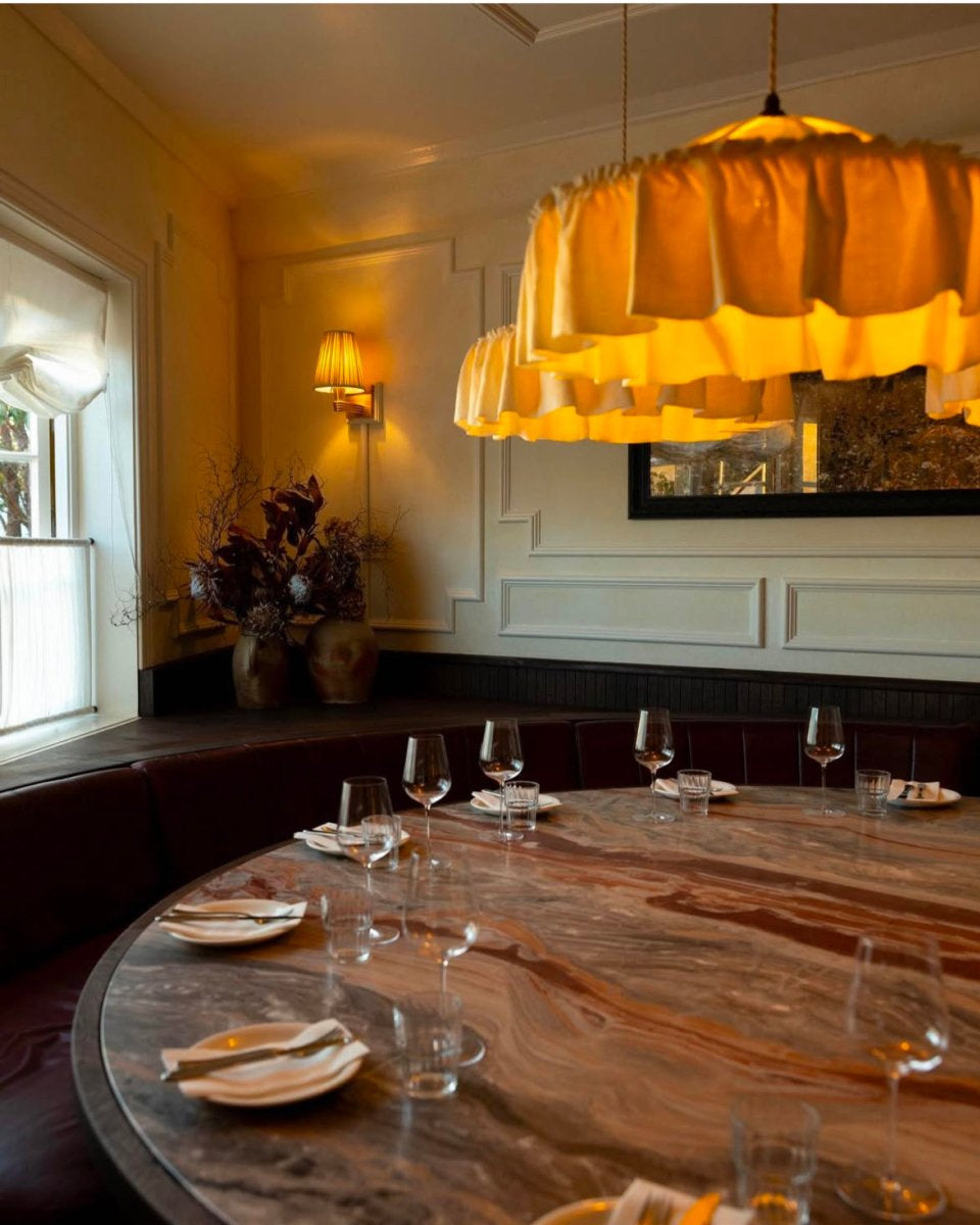 Provence ruffle linen pendant light shade - Ramble Interiors