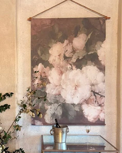 Muse Roses linen wall hanging - Ramble Interiors