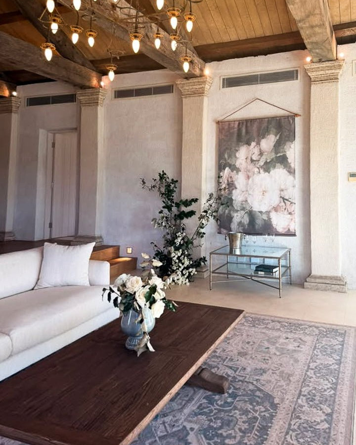 Muse Roses linen wall hanging - Ramble Interiors