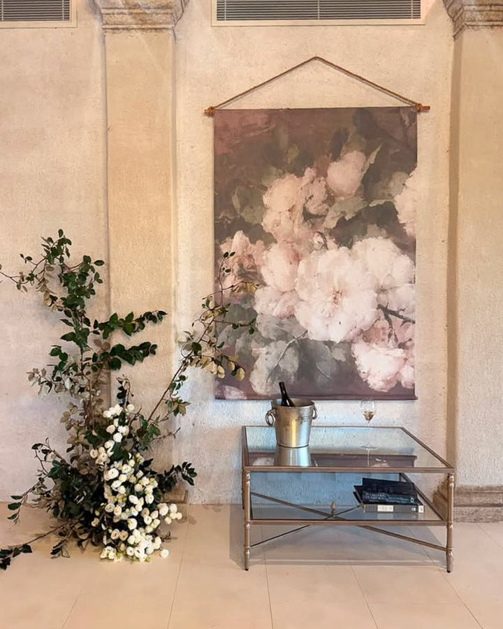 Muse Roses linen wall hanging - Ramble Interiors