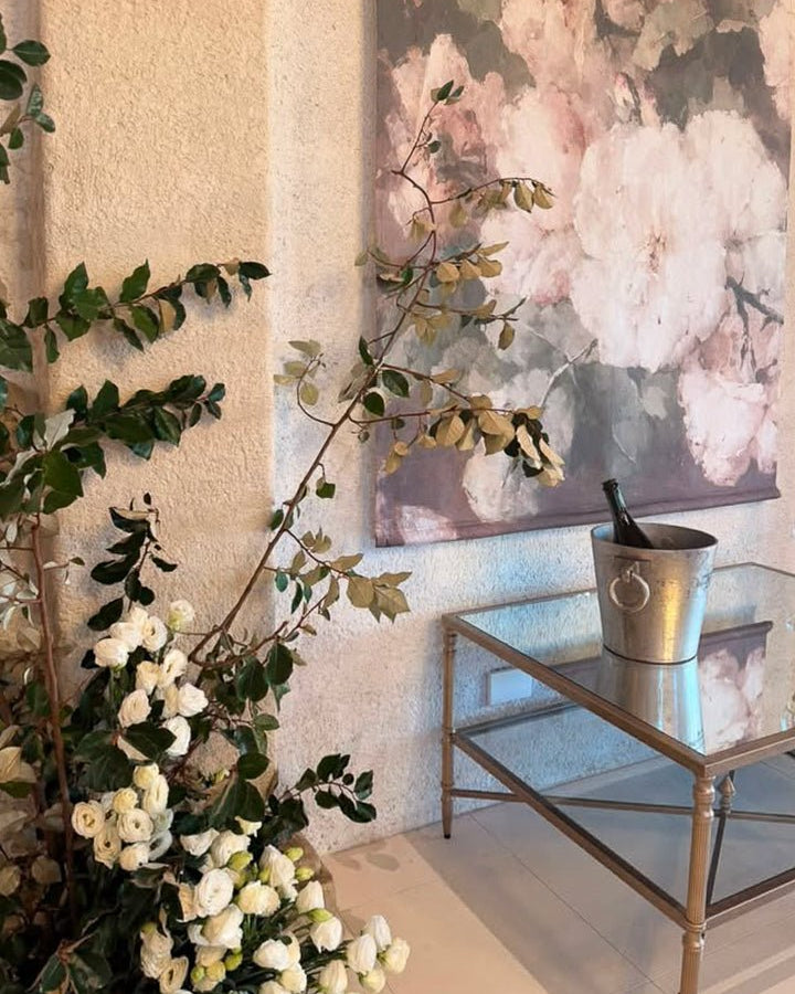 Muse Roses linen wall hanging - Ramble Interiors