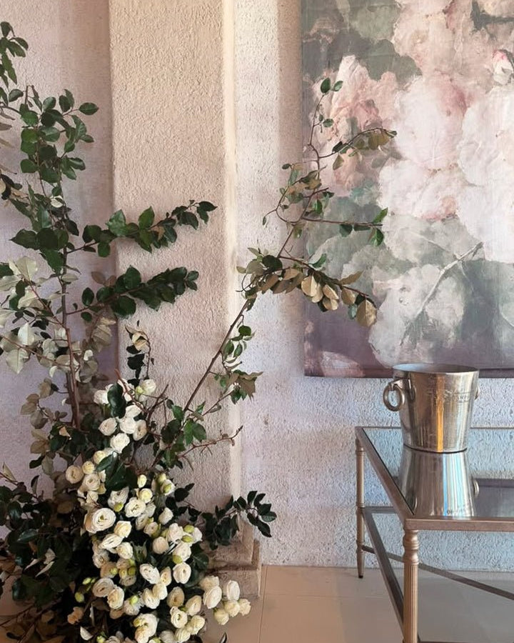 Muse Roses linen wall hanging - Ramble Interiors