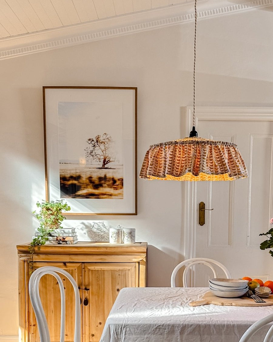 Cotswolds ruffle saffron pendant light shade - Ramble Interiors