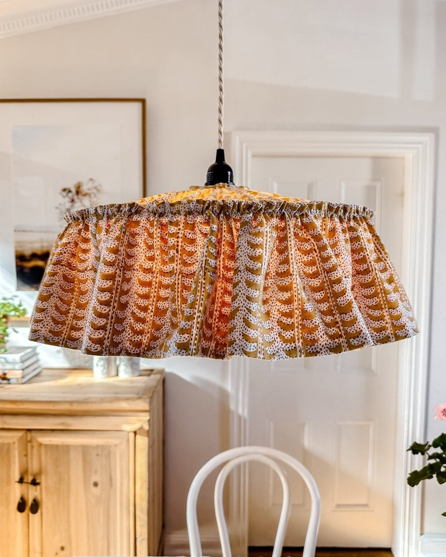 Cotswolds ruffle saffron pendant light shade - Ramble Interiors