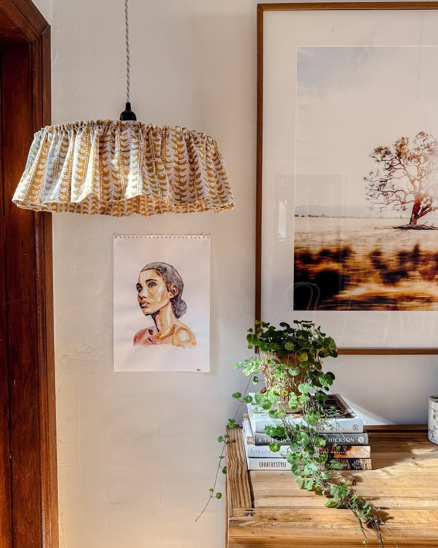 Cotswolds ruffle saffron pendant light shade - Ramble Interiors