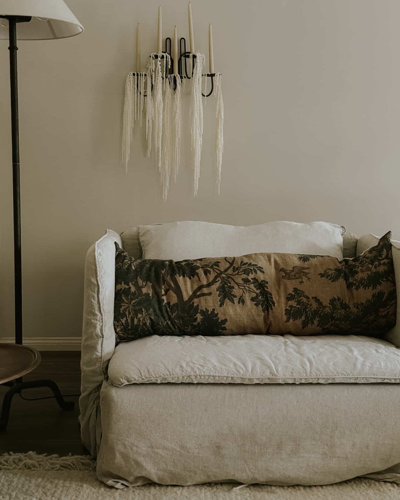 Golden tapestry lumbar cushion - Ramble Interiors