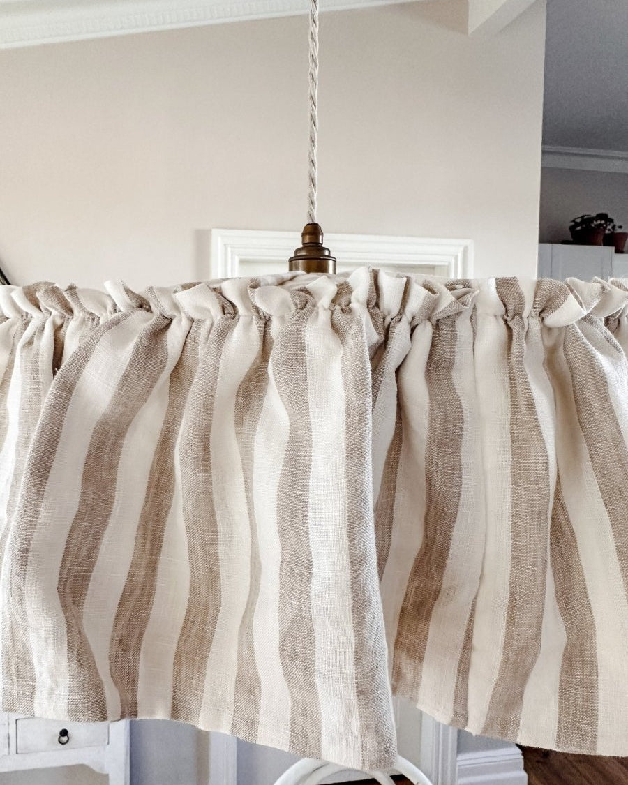 Antique brass / linen light cord set with inline switch - 2 in stock - Ramble Interiors