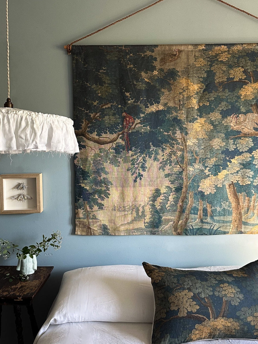 Blue tapestry linen wall hanging Ramble Interiors