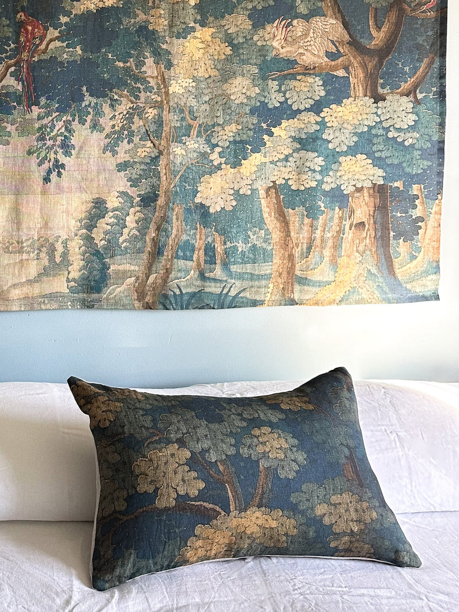 Blue tapestry cushion Made to order Ramble Interiors