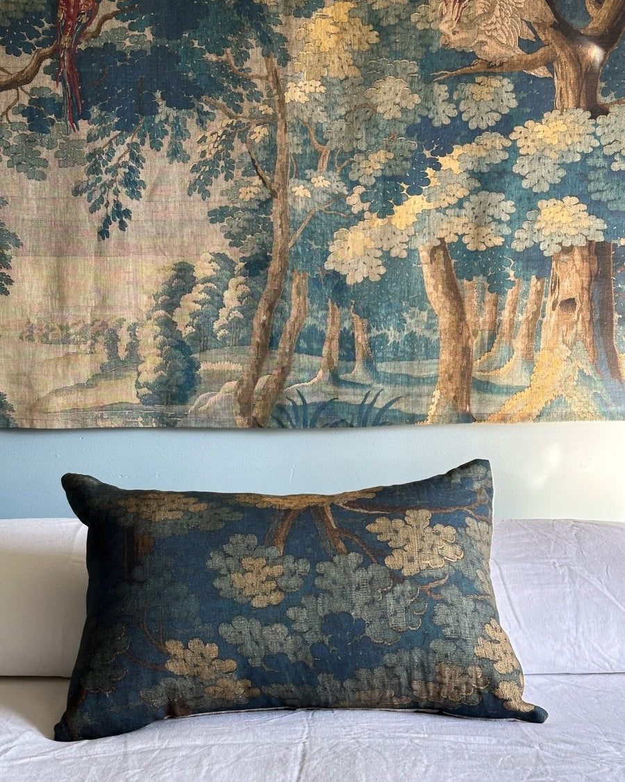 Blue tapestry linen wall hanging - Ramble Interiors