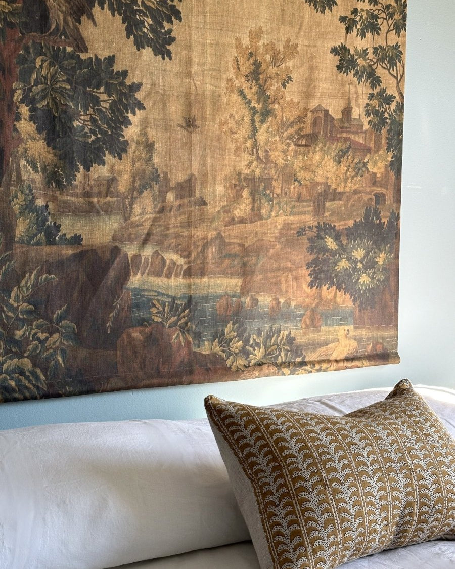 Golden tapestry linen wall hanging - Ramble Interiors