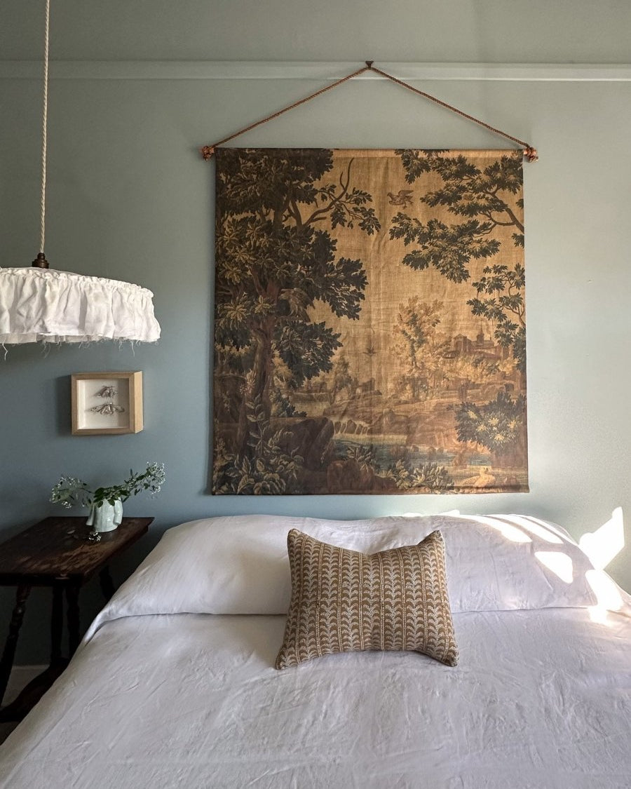 Golden tapestry linen wall hanging - Ramble Interiors