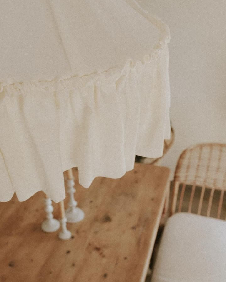 Somerset ruffle ivory linen 50cm pendant light shade - Ramble Interiors