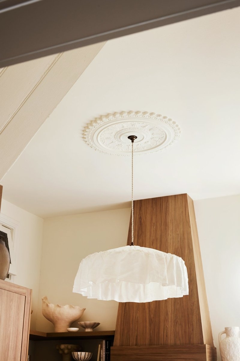 Vaucluse ruffle linen pendant light shade ivory 50CM - 1M DIA - Ramble Interiors