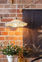 Emmy petite natural stripe pendant light shade - Ramble Interiors