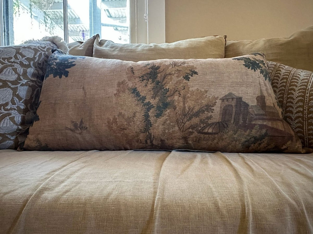 Golden village tapestry cushion - Ramble Interiors