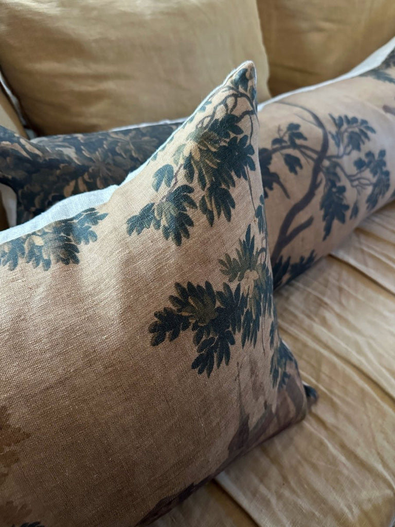 Golden tapestry lumbar cushion - Ramble Interiors