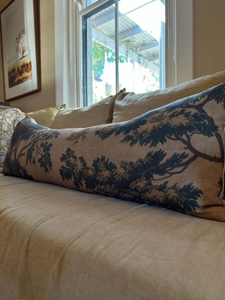 Golden tapestry lumbar cushion - Ramble Interiors