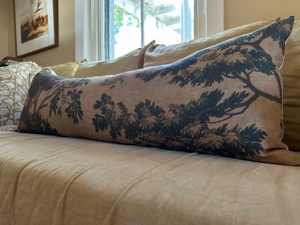 Golden tapestry lumbar cushion - Ramble Interiors