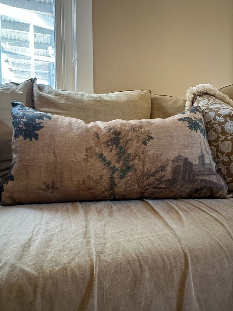 Golden village tapestry cushion - Ramble Interiors