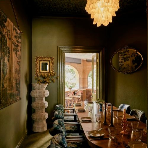 Golden tapestry linen wall hanging - Ramble Interiors