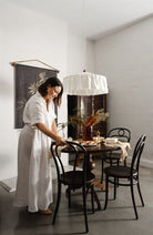 Vaucluse ruffle linen pendant light shade ivory 60CM - 1M DIA - Ramble Interiors