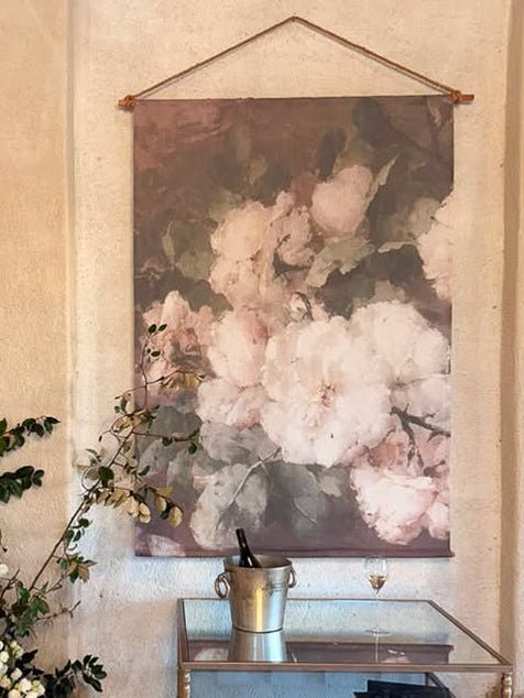 Muse Roses linen wall hanging - Ramble Interiors
