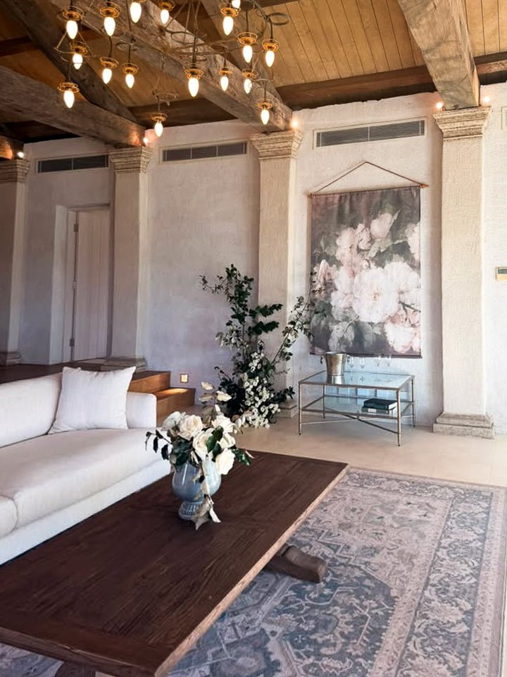 Muse Roses linen wall hanging - Ramble Interiors