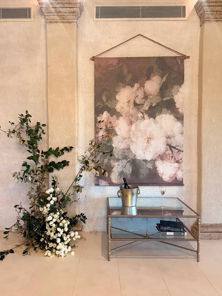Muse Roses linen wall hanging - Ramble Interiors