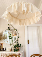 Provence ruffle linen pendant light shade - Ramble Interiors
