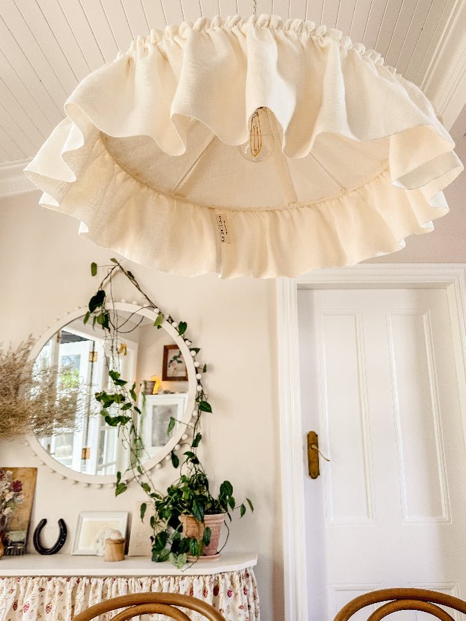 Provence ruffle linen pendant light shade - Ramble Interiors