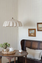 Provence beige pinstripe ruffle pendant light shade - Ramble Interiors