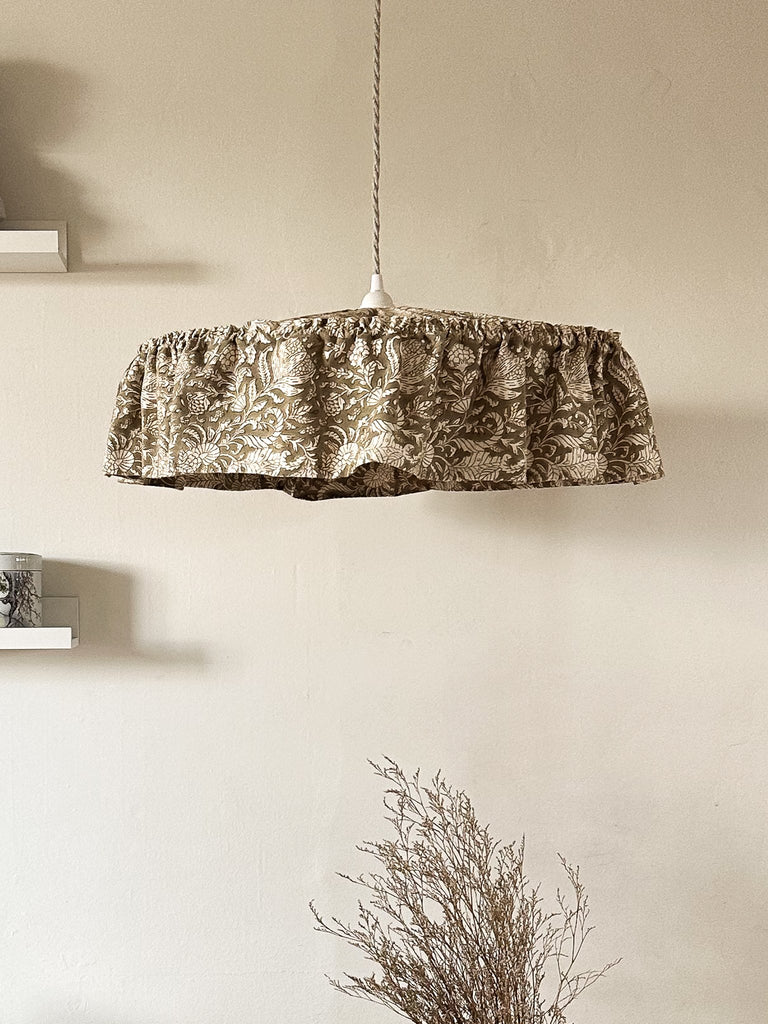 Ramble Interiors-Olive-blockprint light shade-50cm dia (11).jpg