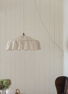 Provence beige pinstripe ruffle pendant light shade - Ramble Interiors