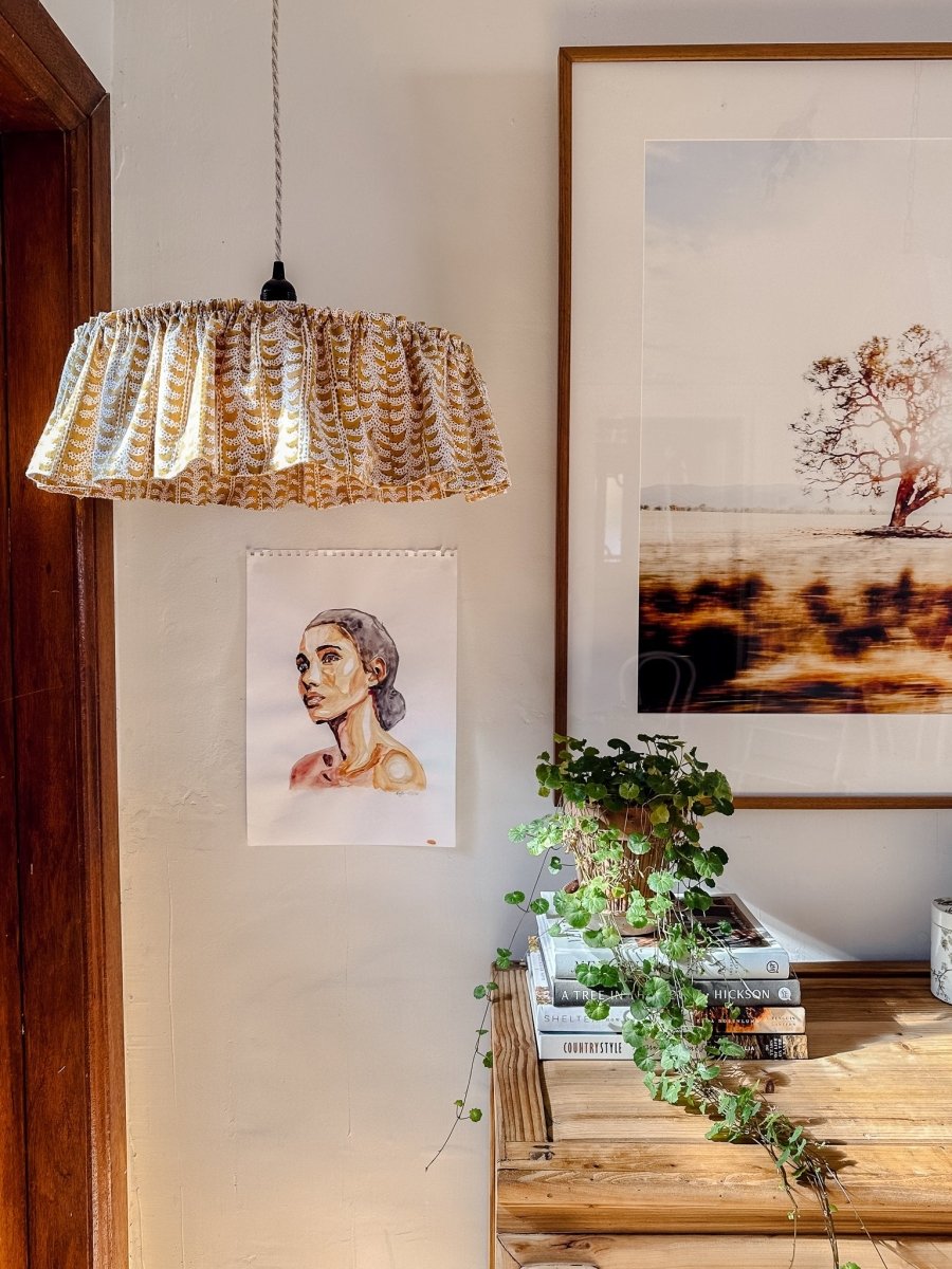 Cotswolds ruffle saffron pendant light shade - Ramble Interiors