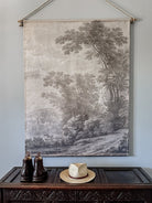 Smokey grey trees linen wall hanging - Ramble Interiors