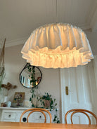 Somerset ruffle ivory linen 50cm pendant light shade - Ramble Interiors