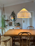 Somerset ruffle ivory linen 50cm pendant light shade - Ramble Interiors