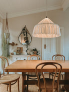 Somerset ruffle ivory linen 50cm pendant light shade - Ramble Interiors