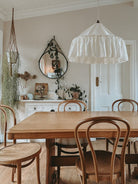 Somerset ruffle ivory linen 50cm pendant light shade - Ramble Interiors